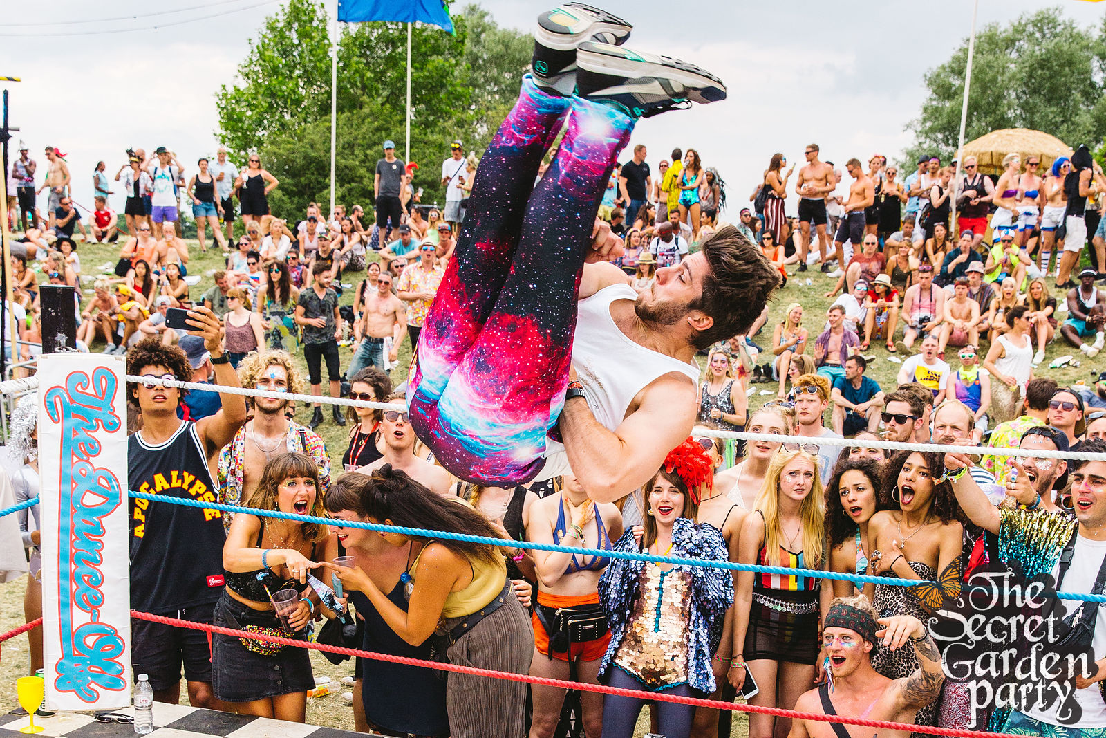Tension Breakers acrobatic breakdance show on The Dance Off stage at The Secret Garden Party Festival